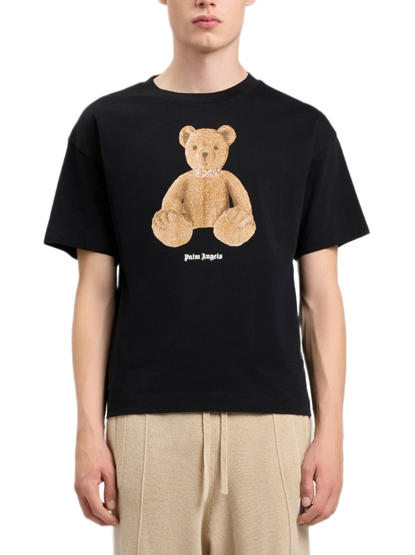 Palm Angels Teddy Bear Graphic T-Shirt With Ribbed Neckline