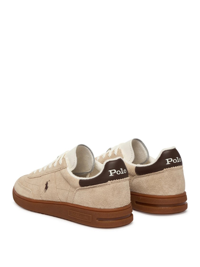 Polo Ralph Lauren Beige Suede Low-Top Sneakers With Contrasting Details