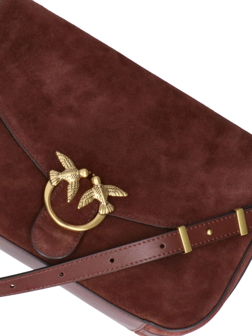 Pinko Bordeaux Mini Love Bag Satchel Suede Shoulder Bag