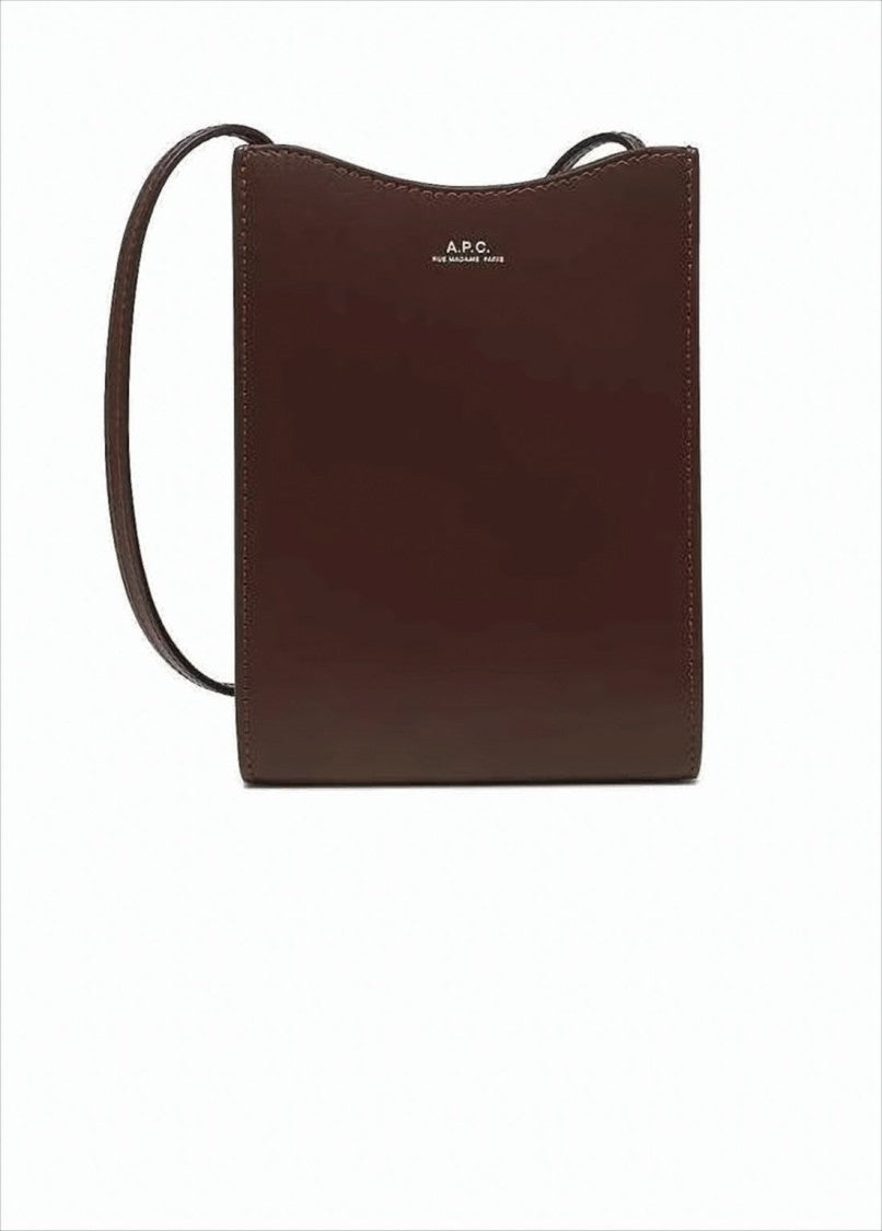 A.P.C. Structured Brown Leather Shoulder Bag