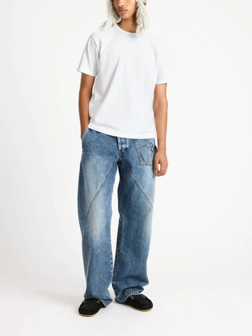 J. W. Anderson White Crew Neck Embroidered T-Shirt