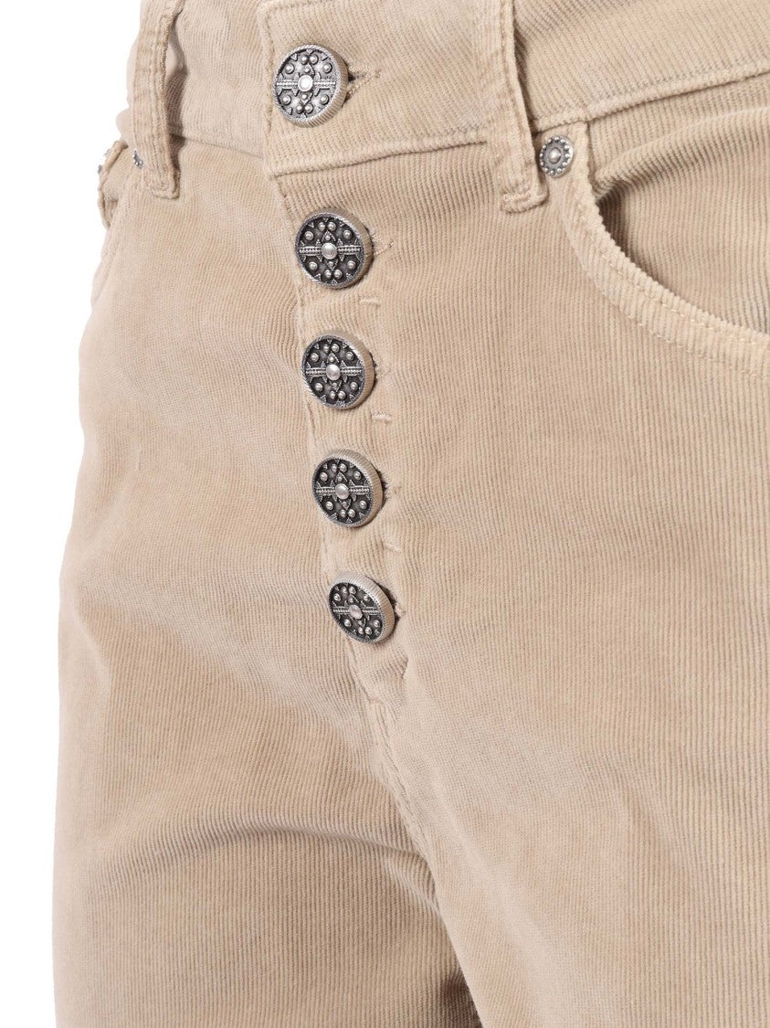 Dondup Five-Pocket High-Waisted Pants With Rolled Cuffs And Decorative Buttons