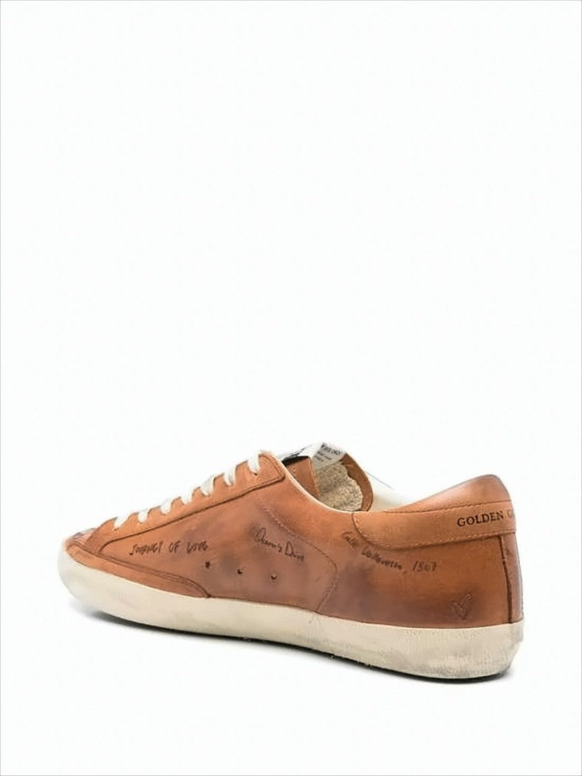 Golden Goose Low-Top Brown Leather Sneakers With Vintage Finish