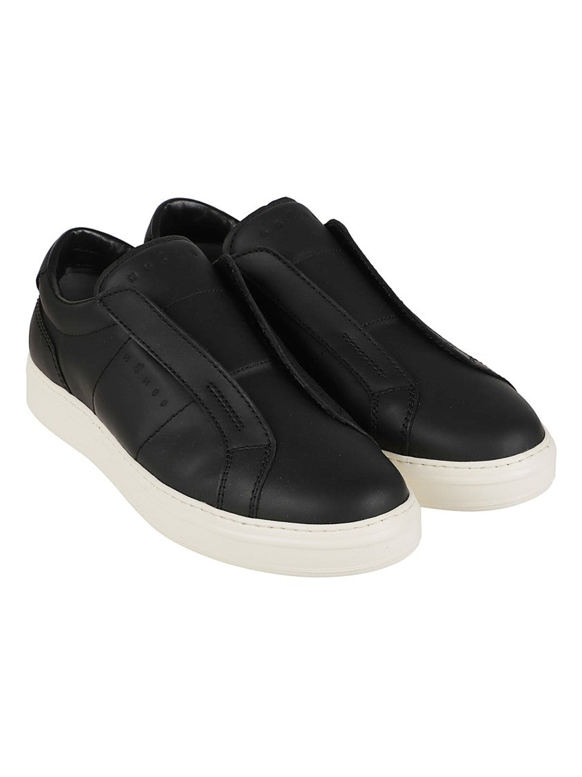 Hogan H668 Laceless Black Calf Leather Slip-On Sneakers