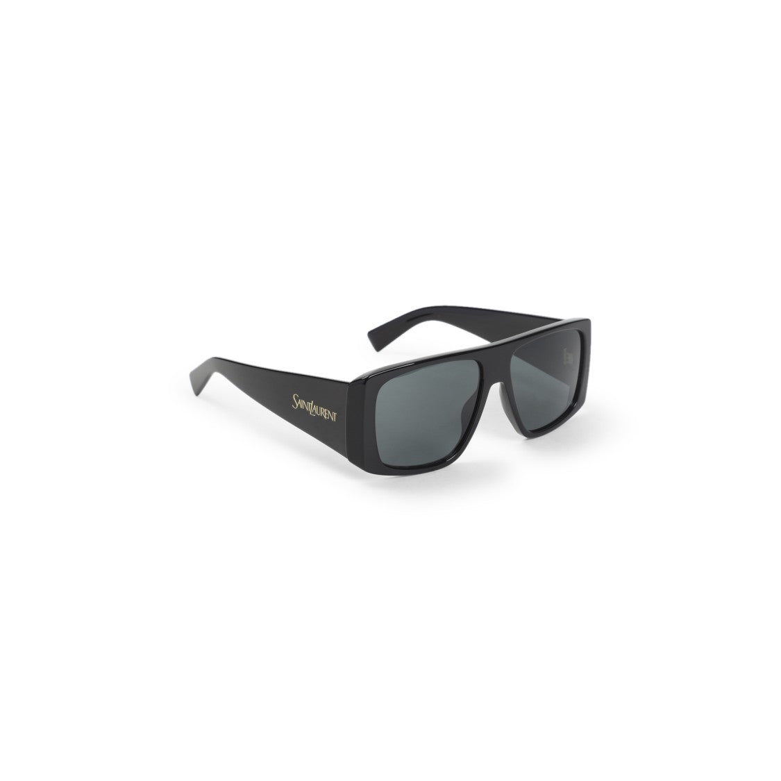 Saint Laurent Squared Black Acetate Sunglasses With Gold-Tone Logo