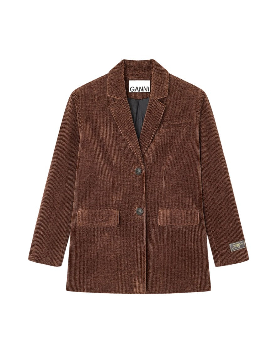 Ganni Seersucker Corduroy Blazer