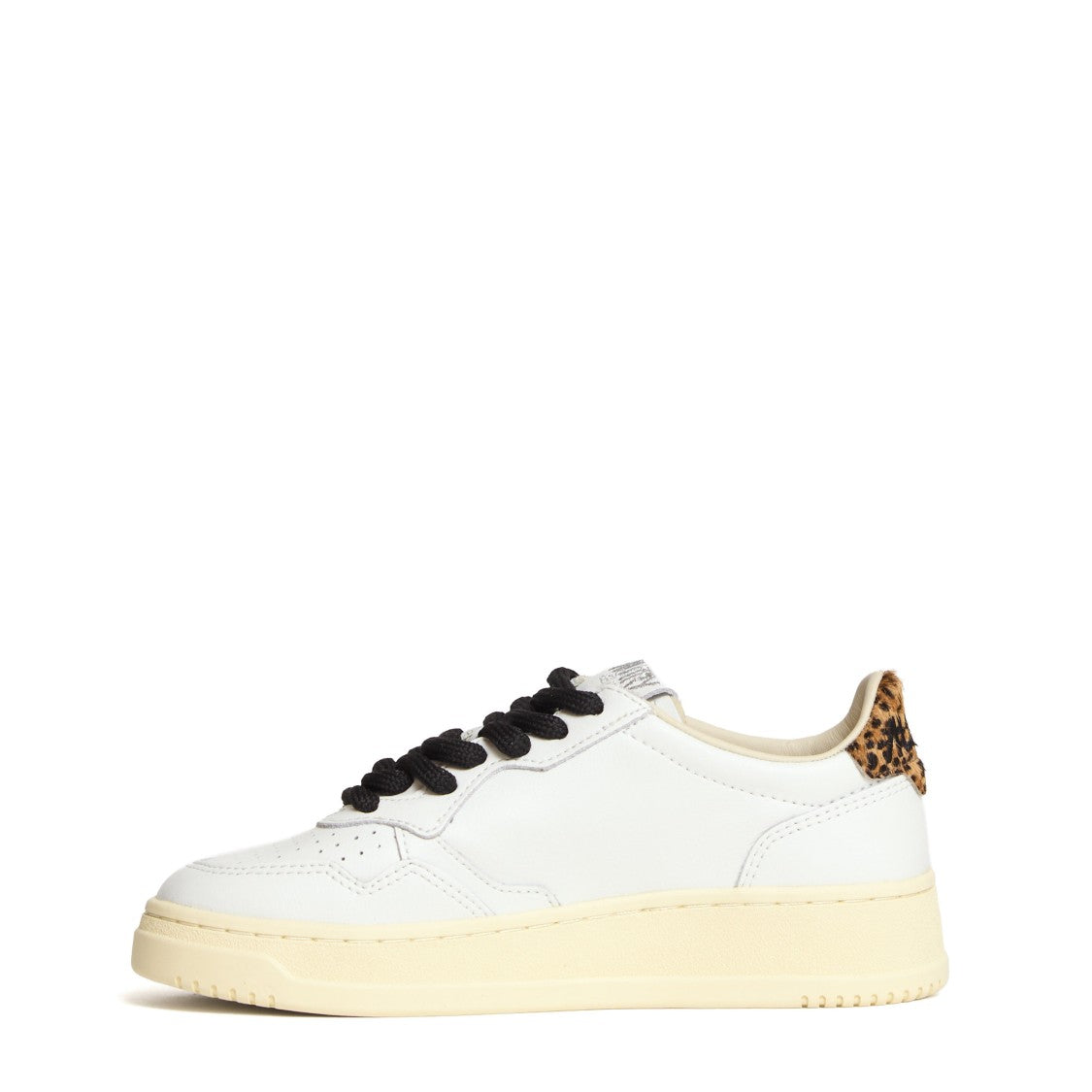 Autry White Leopard Leather Medalist Low Sneakers