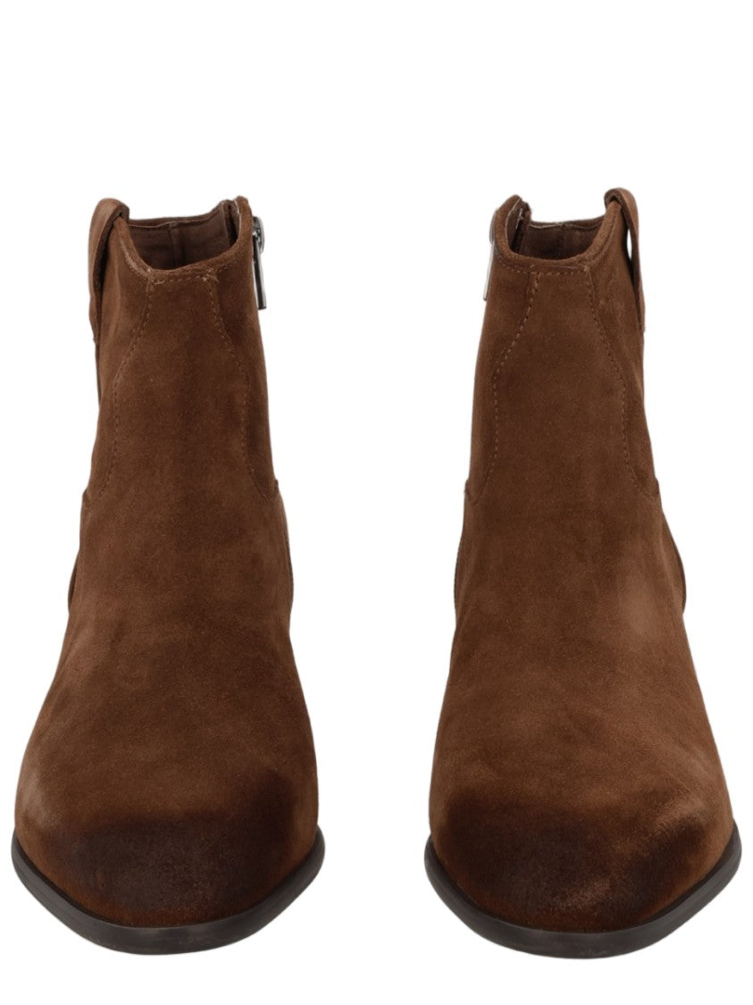 Ash Rich Suede Pointed Toe Stacked Heel Boots