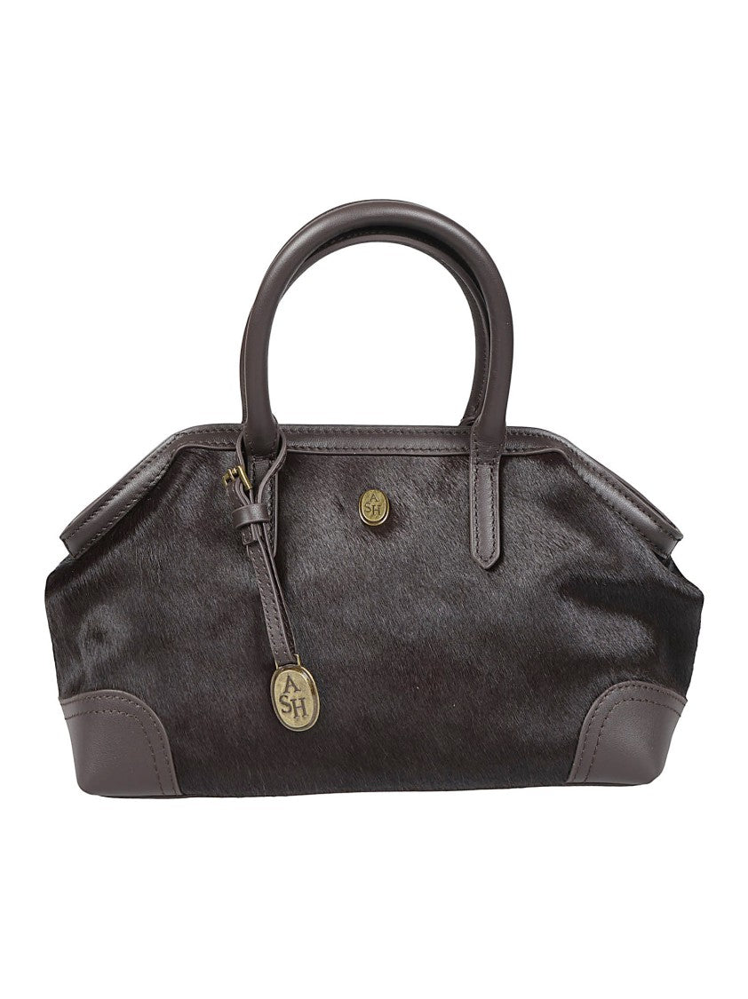 Ash Black Jospehine Structured Hair Calf Leather Shoulder Bag