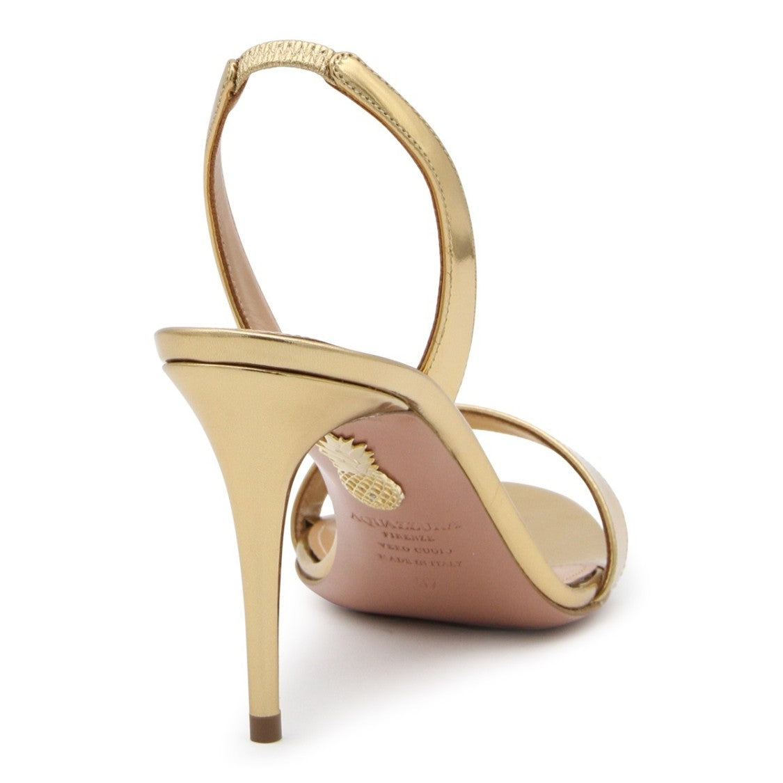 Aquazzura Gold Leather Slip On Sandals