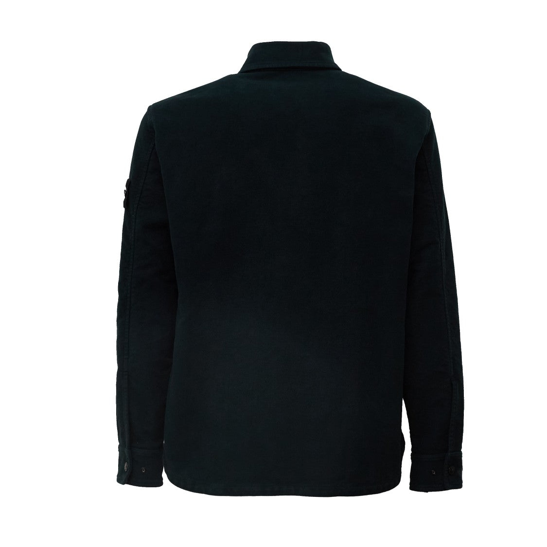 Stone Island Cotton Moleskine Overshirt With Classic Collar And Removable Logo