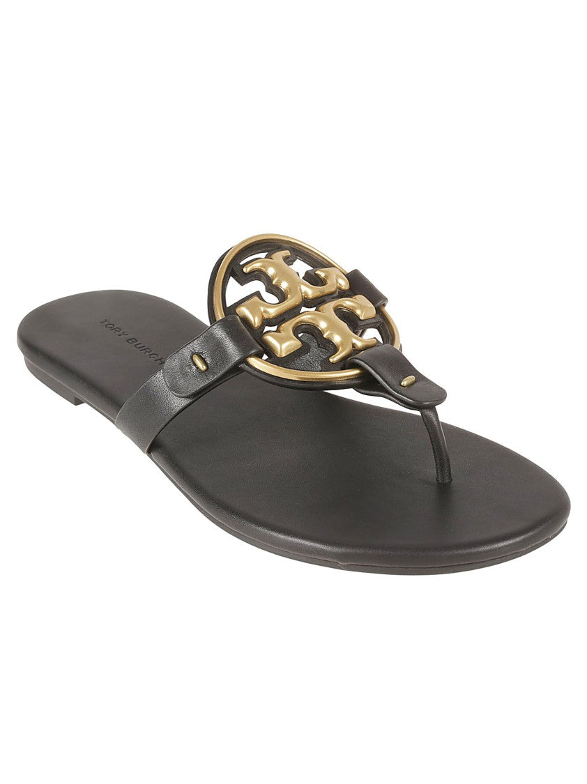 Tory Burch Thong Sandals With Gold-Tone Emblem