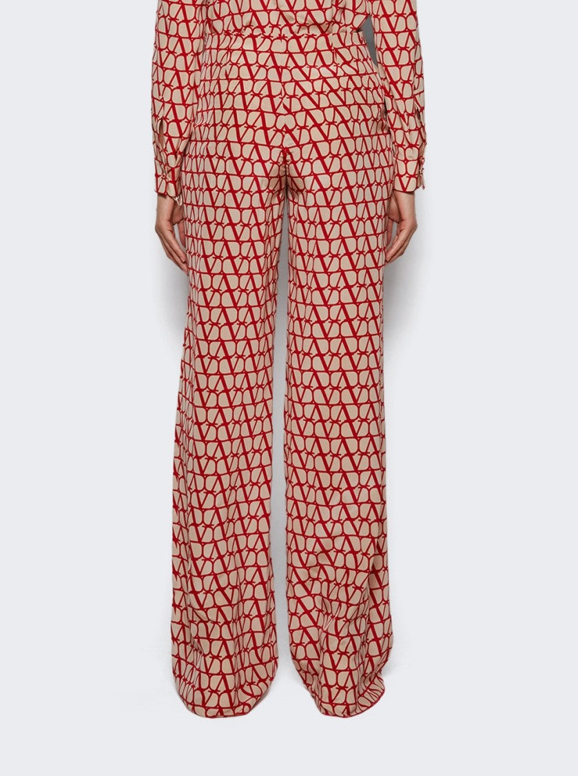 Valentino V-Logo Crepe De Chine Wide-Leg Pants