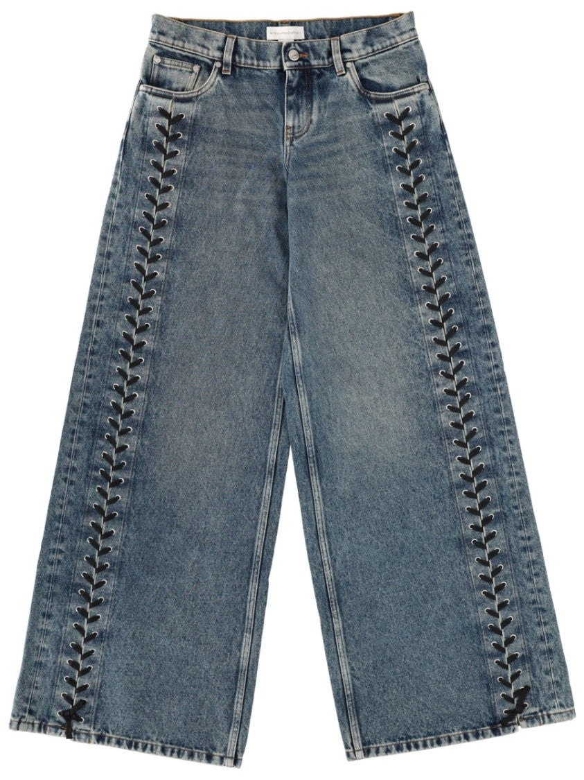 Stella Mccartney Lace-Up Cotton Medium Wash Jeans