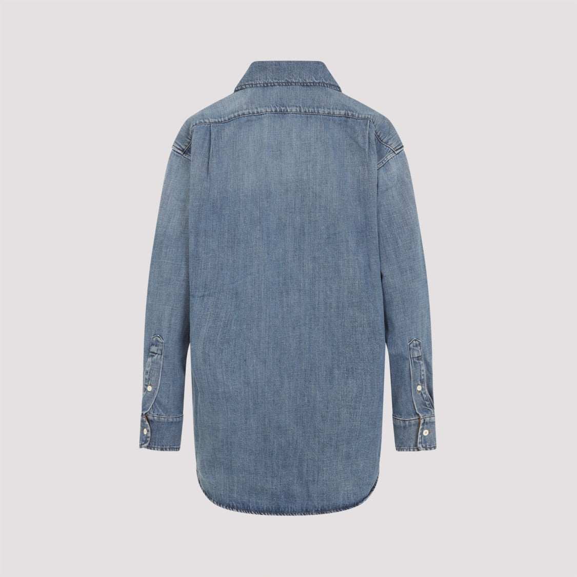 Miu Miu Washed Blue Cotton Denim Shirt
