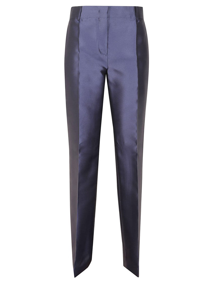 Alberta Ferretti Satin Finish Tailored Pants With Classic Waistband