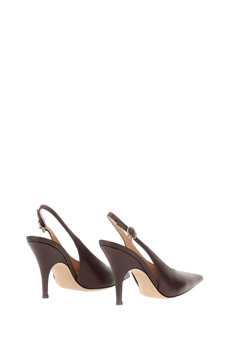 Gianvito Rossi Brown Sofia Sling Leather Pumps