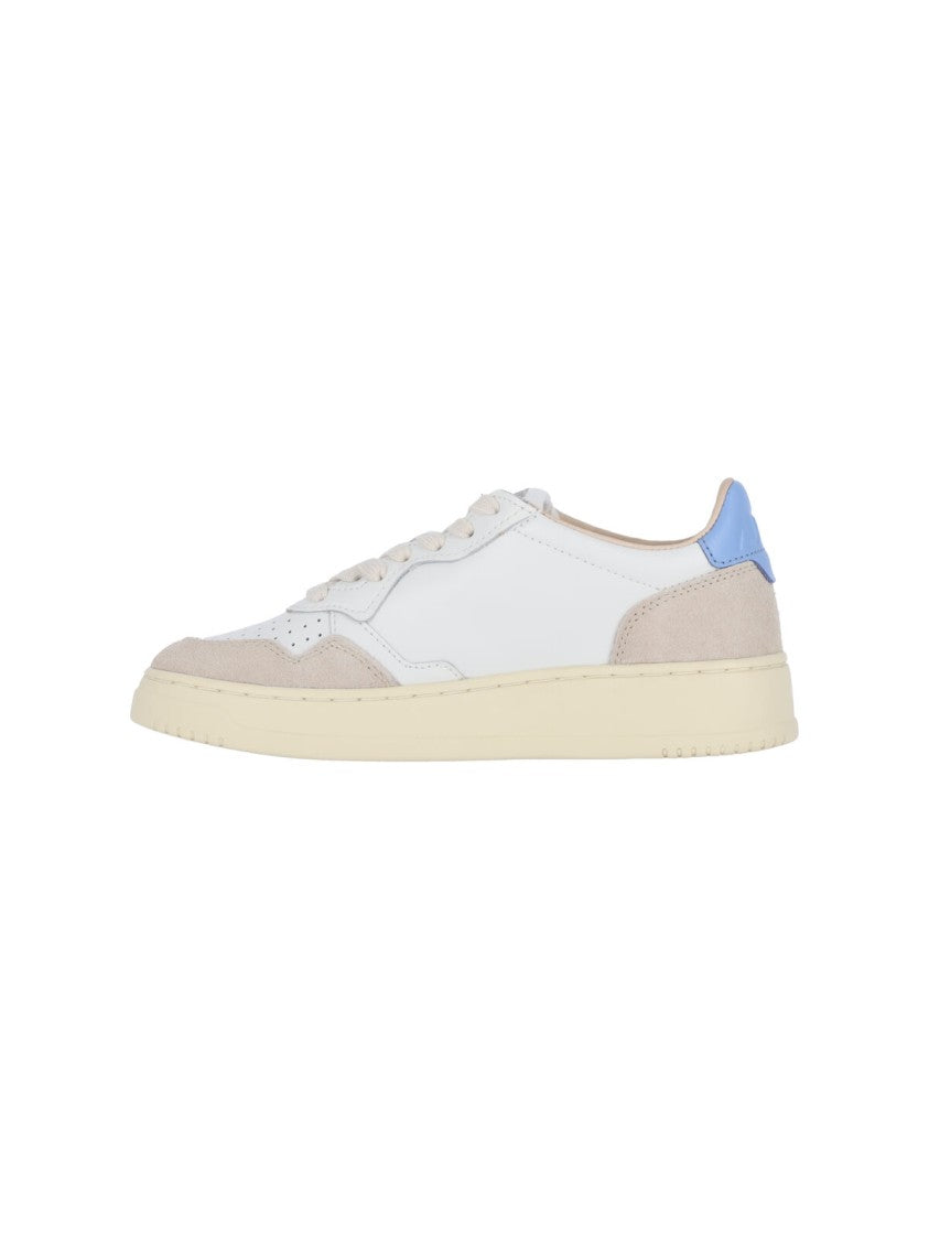 Autry White And Blue Logo Low-Top Sneakers