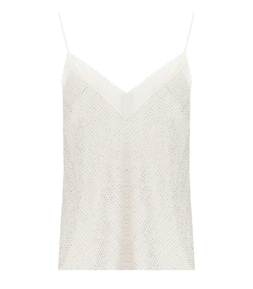 Elisabetta Franchi Ivory Beaded Top