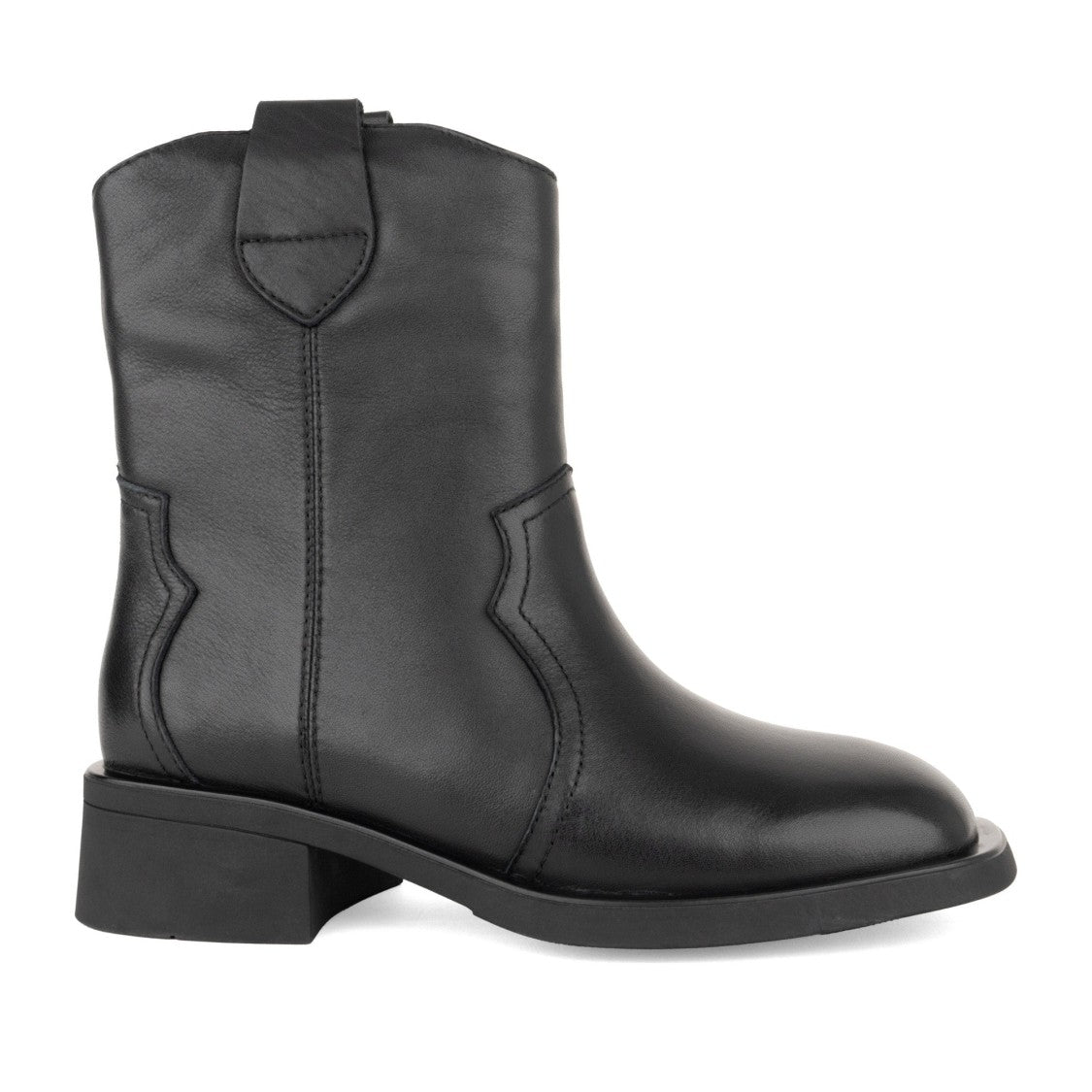 Linda Baumann Black Smooth Leather Block Heel Ankle Boots