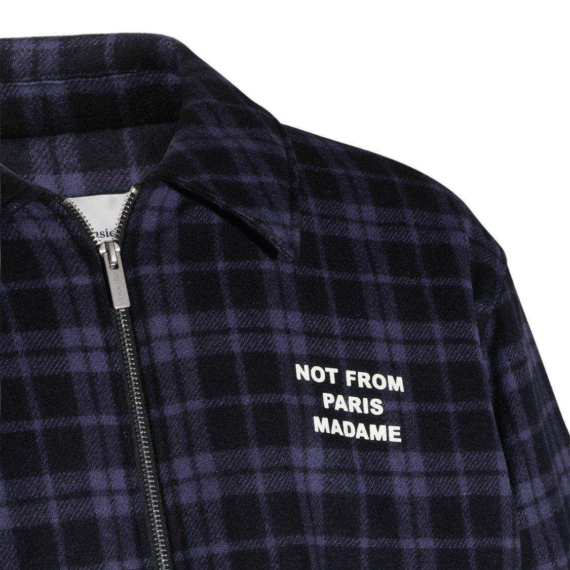 Drôle De Monsieur Checkered Zip-Up Coat With Contrasting Stripes