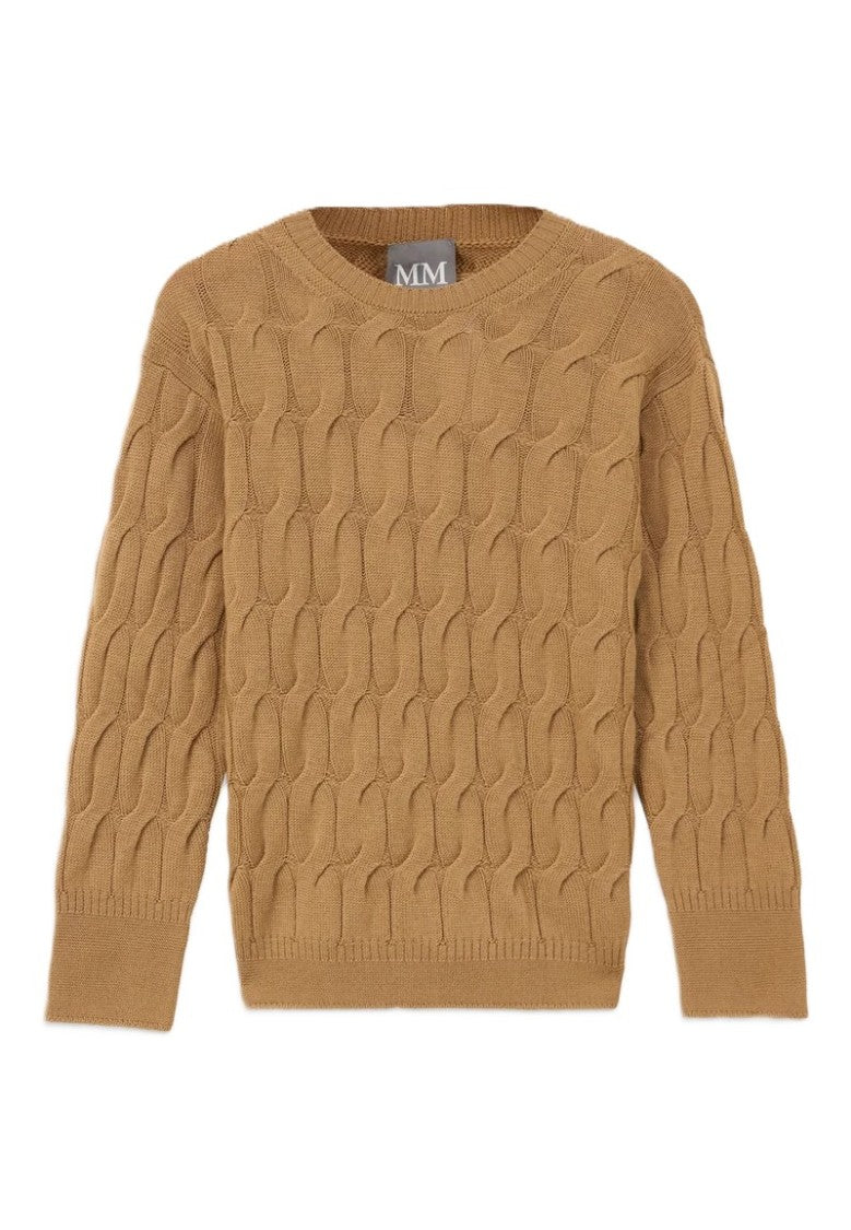 Max Mara Iconic Cable Knit Sweater In Warm Camel Brown
