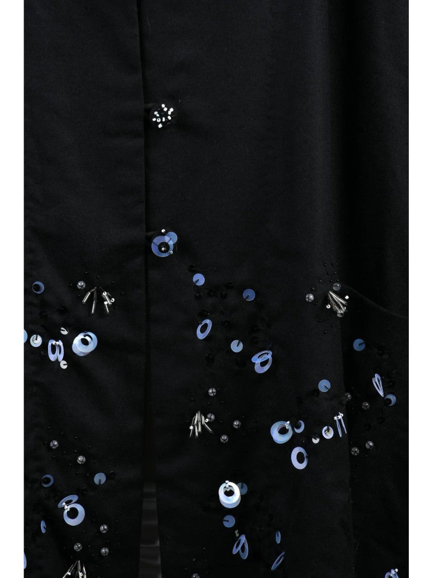 Yavi Yavi Wool Overcoat With Sequin Embellishments And Contrasting Lining