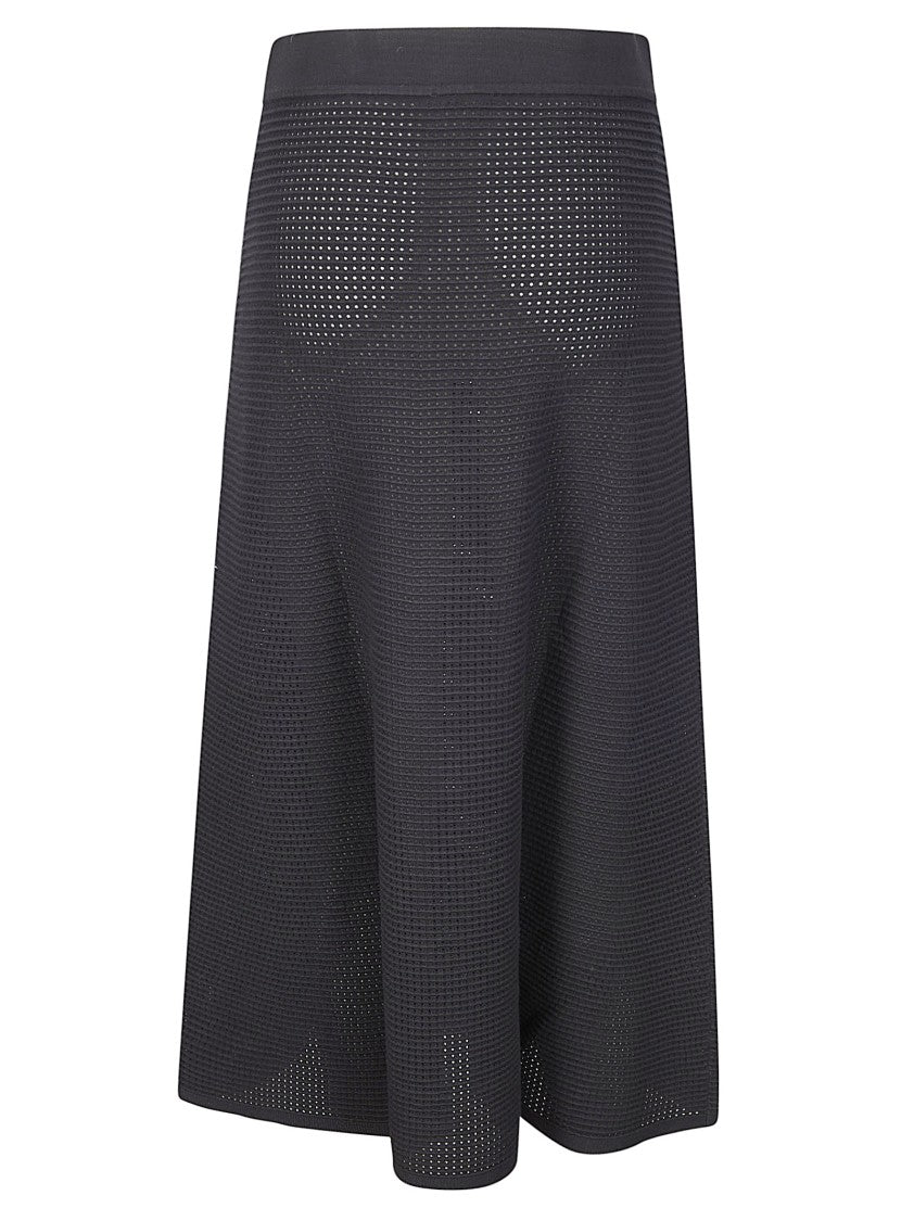 P.A.R.O.S.H. Flared Maxi Skirt In Soft Perforated Knit Fabric