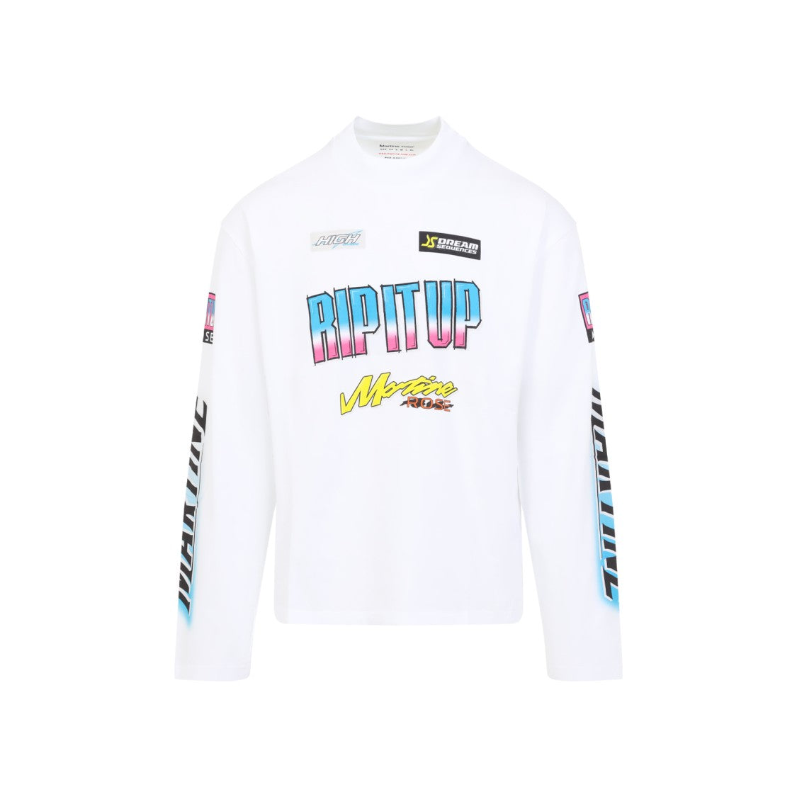 Martine Rose Funnel Neck L/S White Cotton T-Shirt