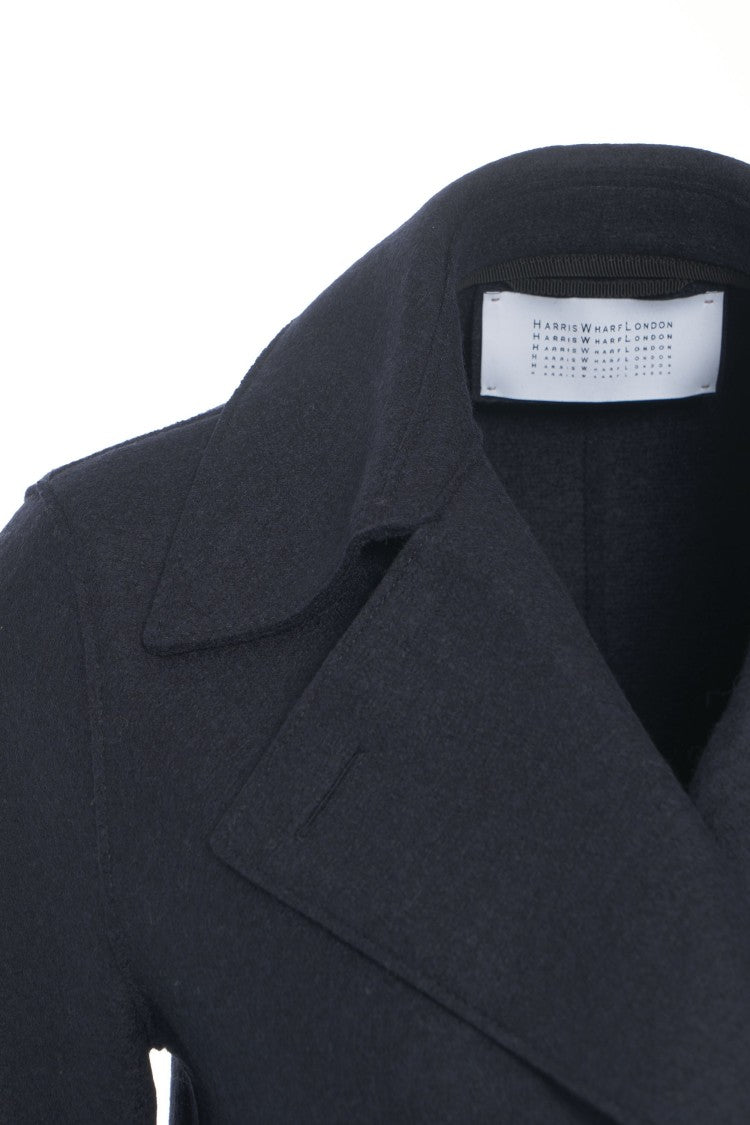 Harris Wharf London Virgin Wool Peacoat With Double-Breasted Closure And A-Line Silhouette