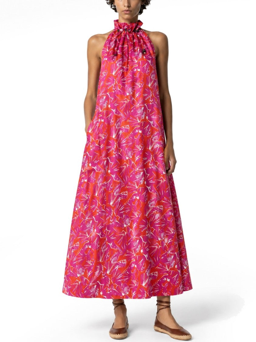 Max Mara Abstract Printed Sleeveless Floor-Length Silk Maxi Dress