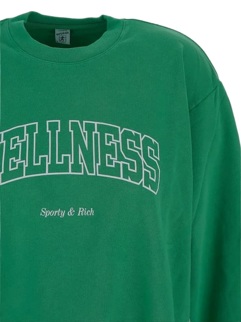 Sporty And Rich Long-Sleeve Cotton Sweatshirt With Bold Wellness Print