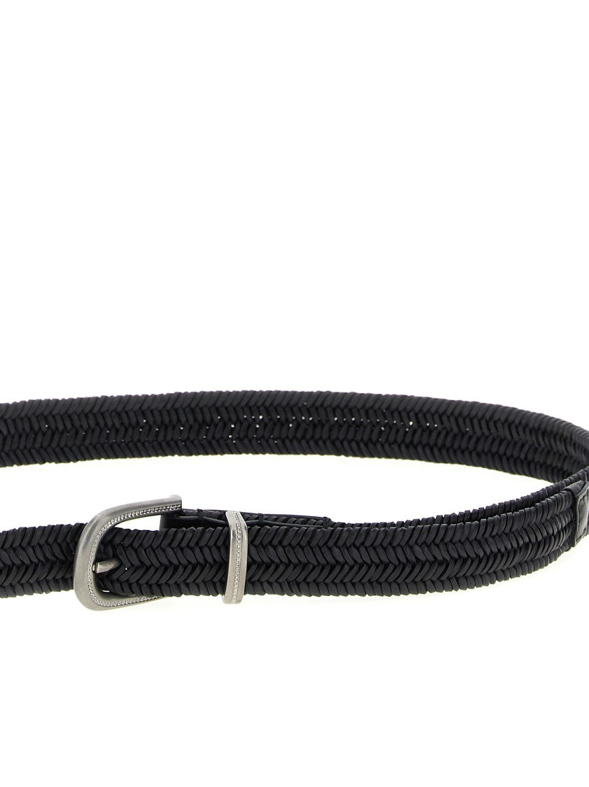 Brunello Cucinelli Braided Nappa Leather Belt With Monile Buckle Detail