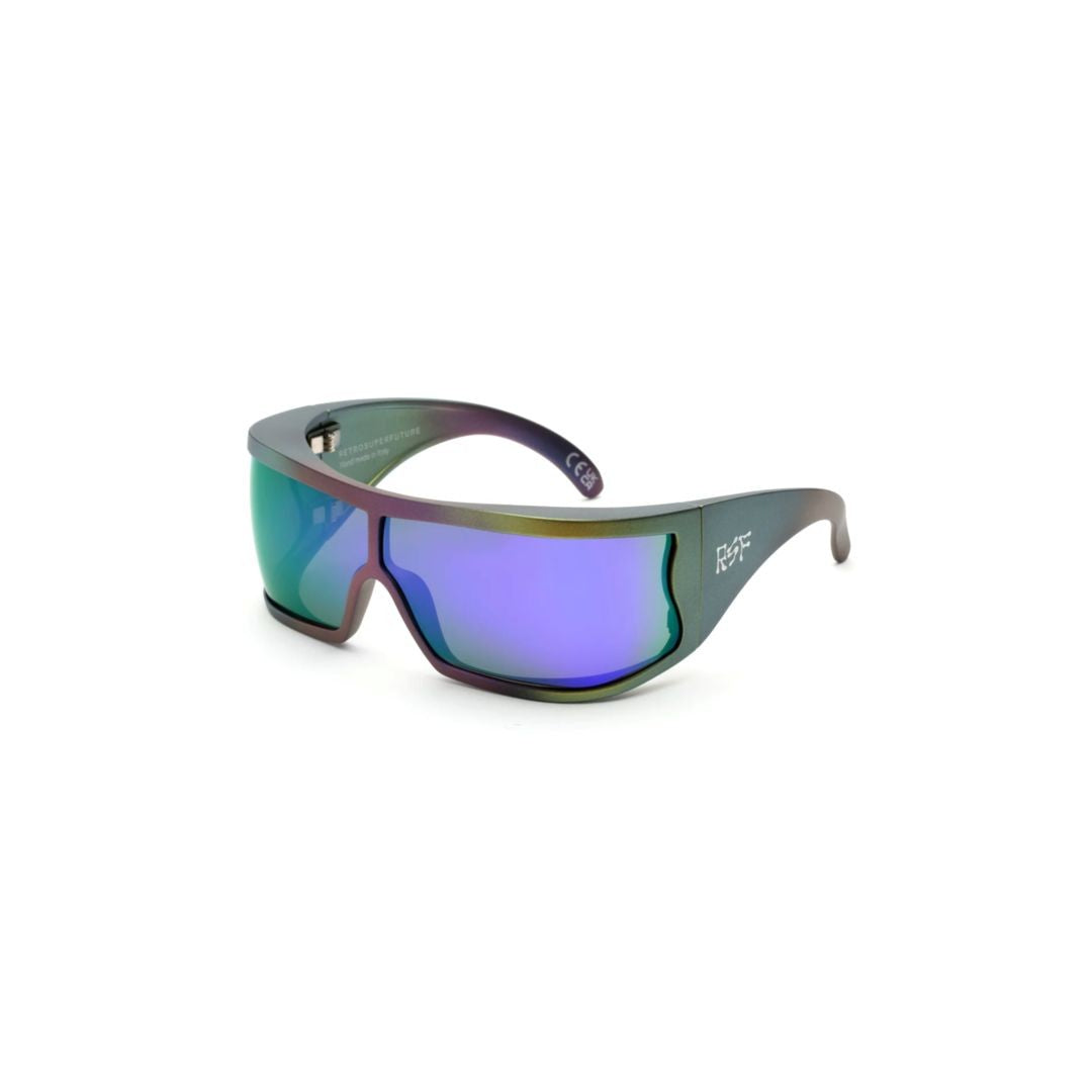 Retrosuperfuture Bones Peridot Oversized Shield Sunglasses