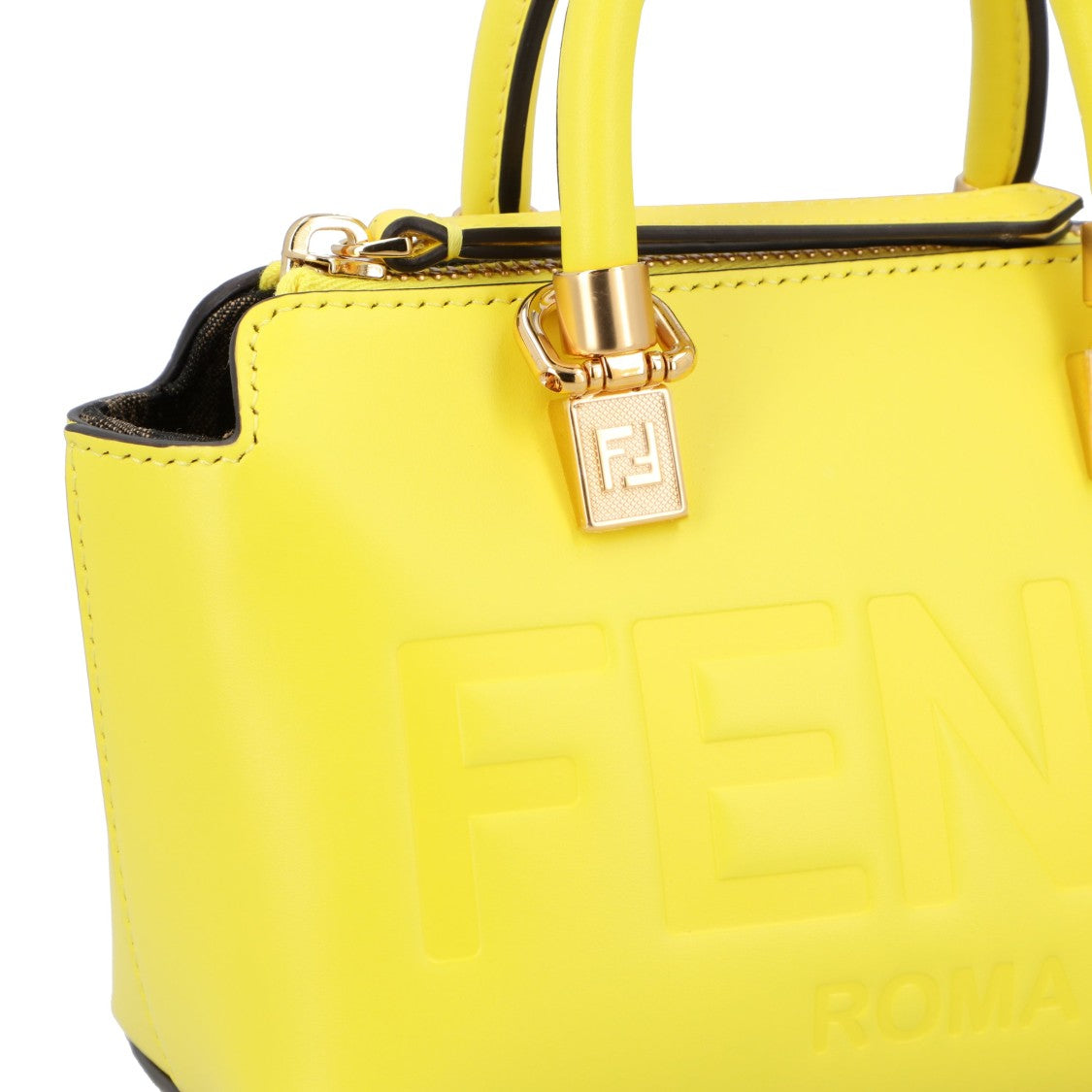Fendi By The Way Mini Boston Bag In Acid Yellow Leather