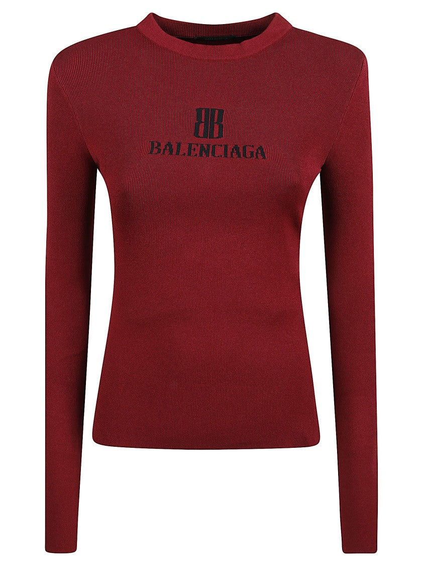 Balenciaga Cropped Wool Knit Sweater With Jacquard Artwork