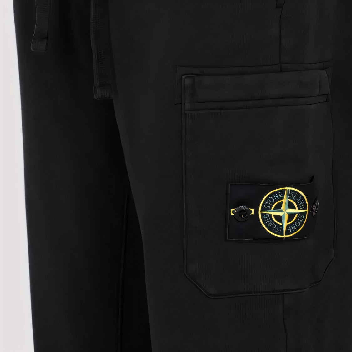 Stone Island Black Jogger Pants With Adjustable Waist And Cargo Pocket