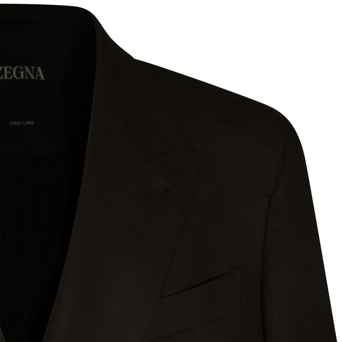 Zegna Brown Linen Blazer With Double-Breasted Closure And Tailored Silhouette