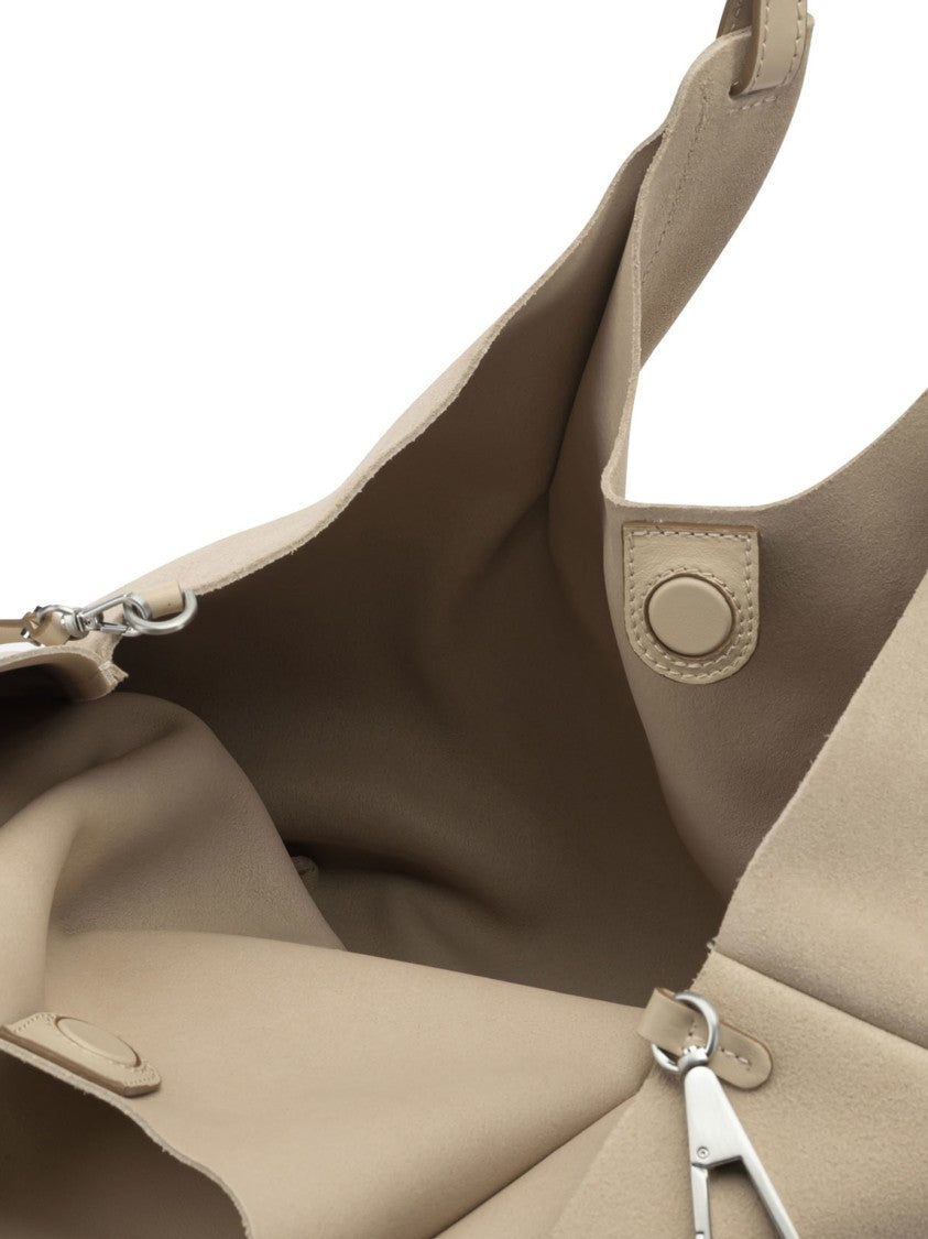 Gianni Chiarini Beige Suede And Leather Shoulder Bag
