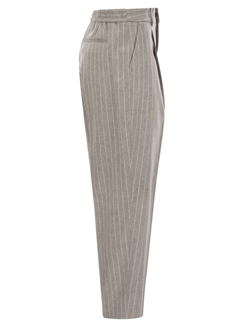 Pt Torino Daisy - Wool And Cashmere Pinstripe Pants