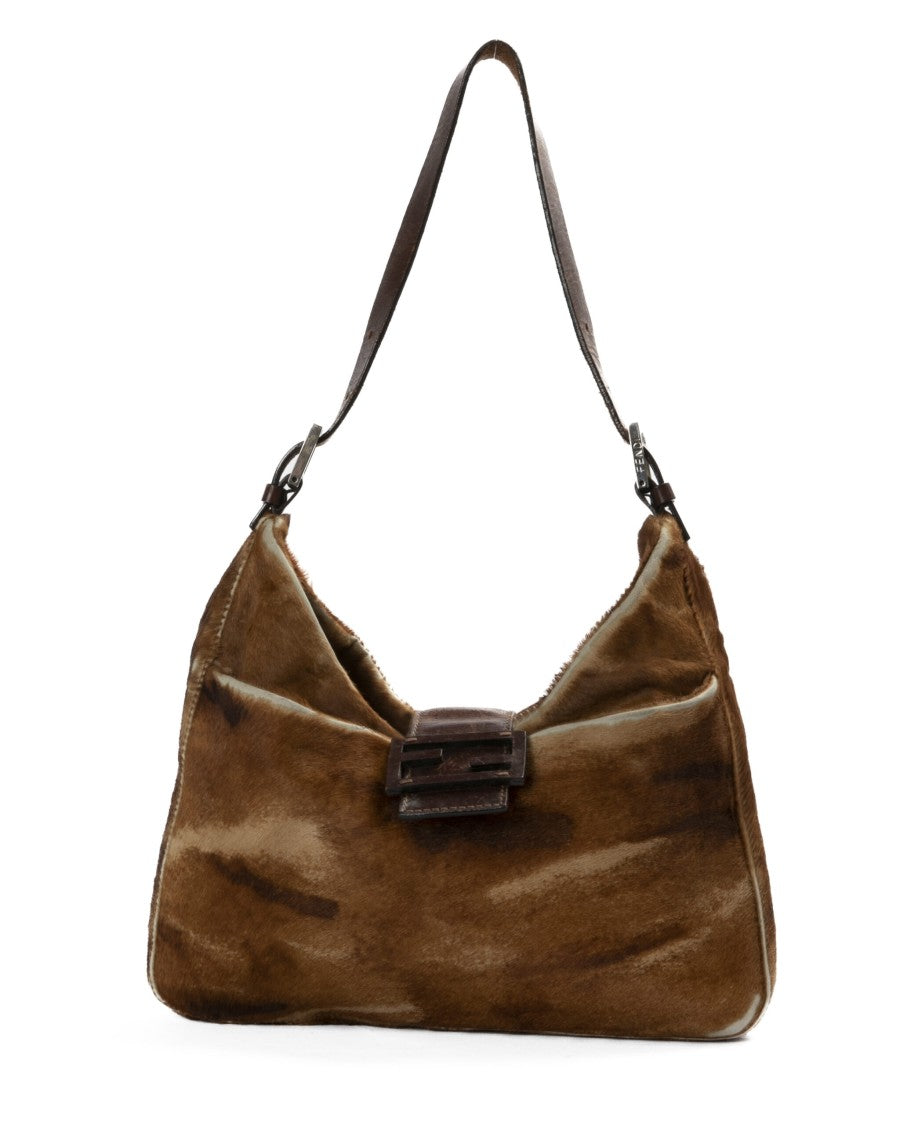 Fendi Vintage Hobo Bag In Brown Ponyskin