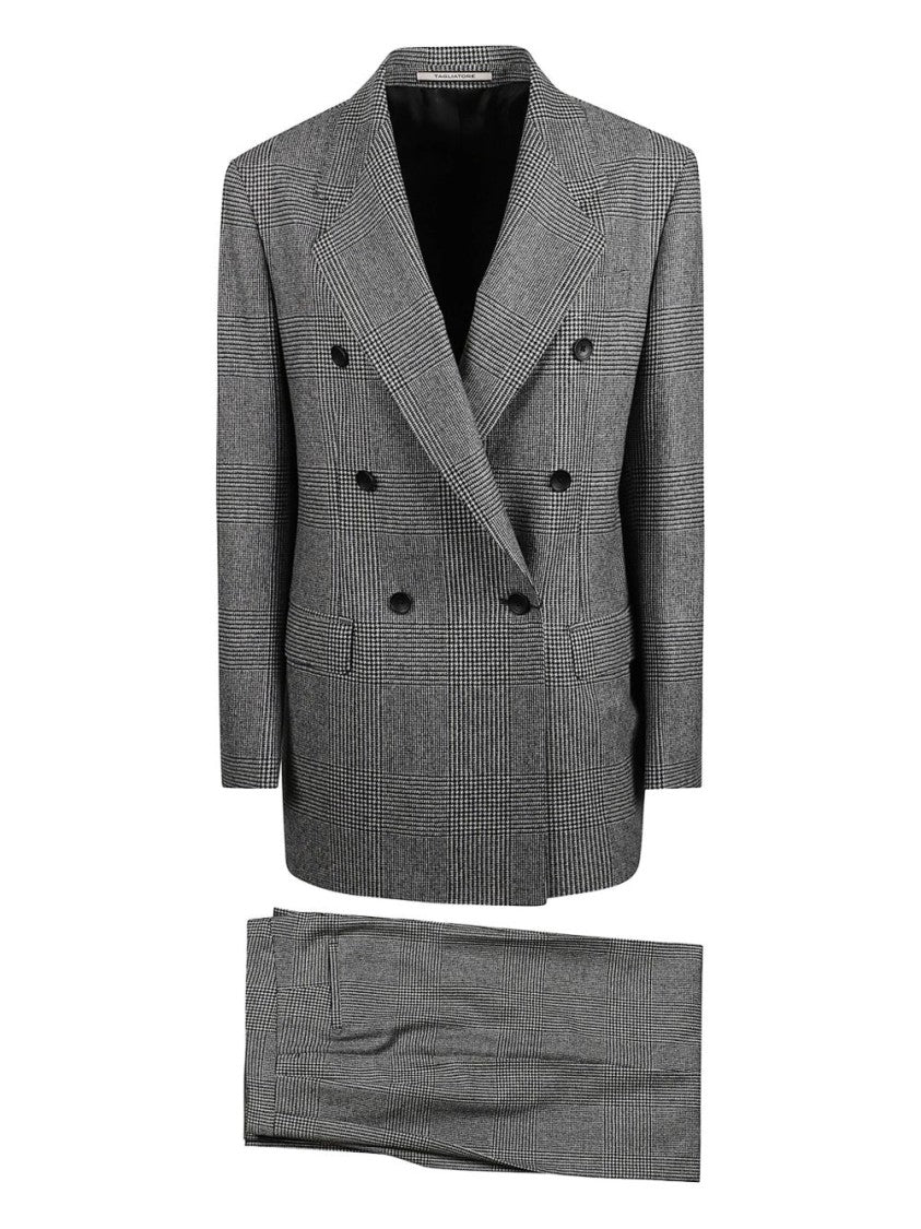 Tagliatore Checked Wool Suit With Double-Breasted Jacket