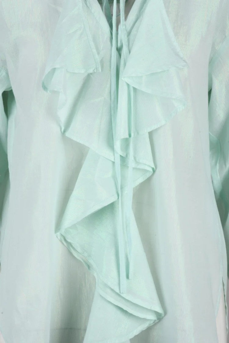 Seventy Lamé Blouse - Aqua Green