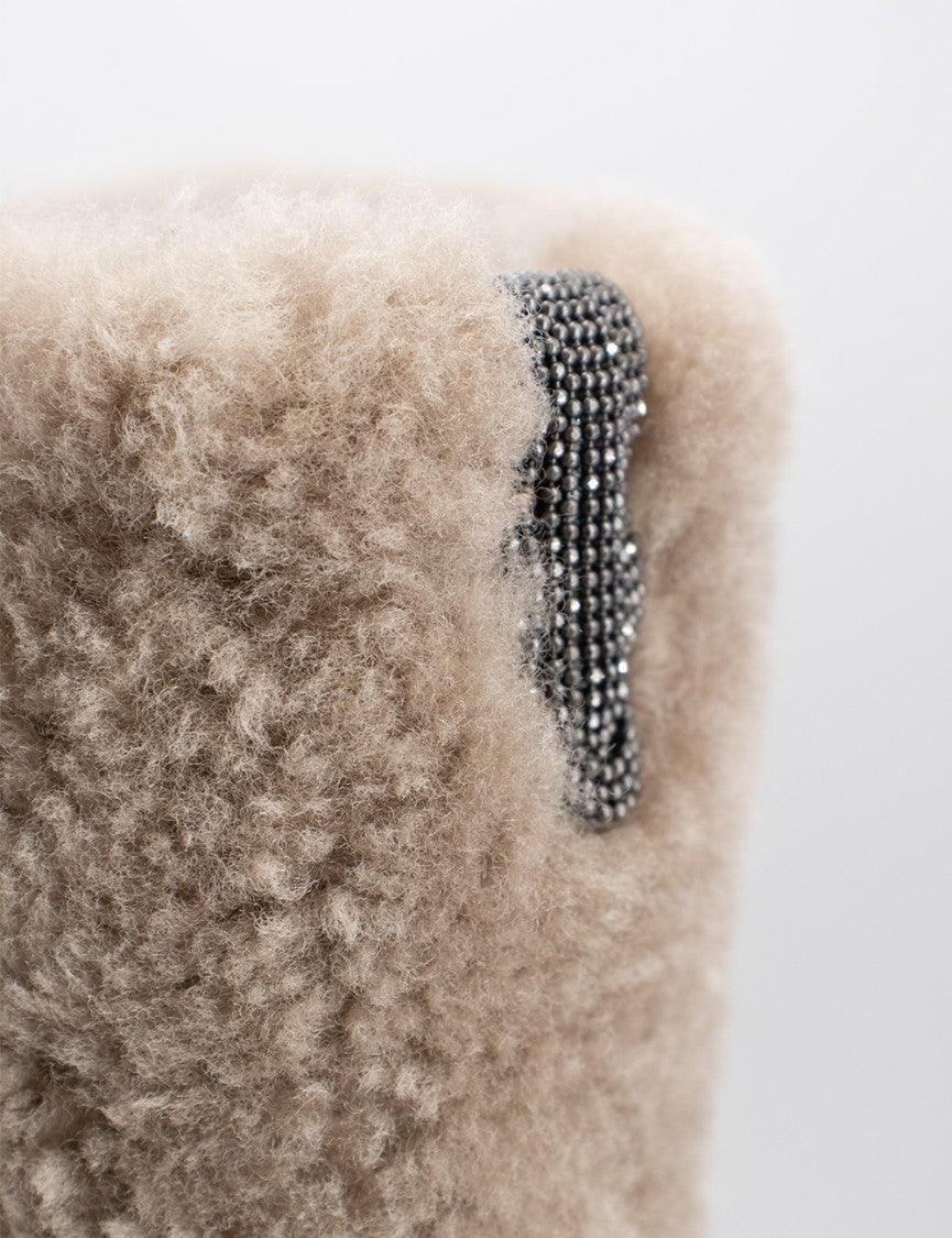 Brunello Cucinelli Curly Shearling Tote Bag With Leather Handles