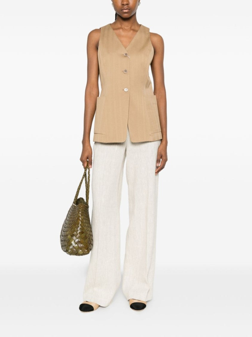 Max Mara Sleeveless Tailored Jacket With V-Neckline