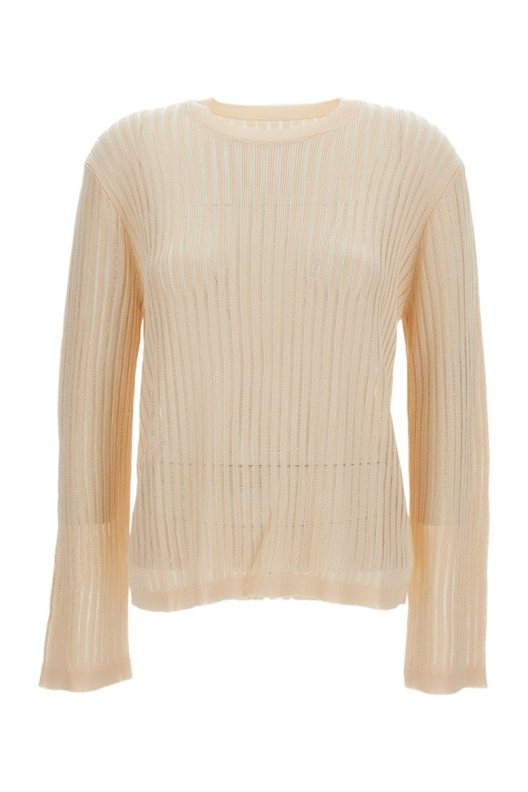 Loulou De Saison Semi-Transparent Ribbed Knit Sweater With Relaxed Fit
