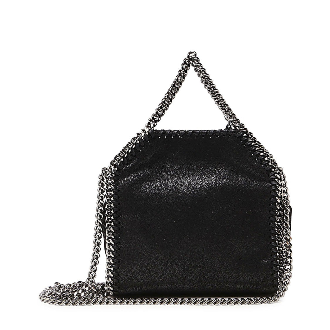 Stella Mccartney Pebbled Black Faux Leather Tiny Falabella Tote Bag