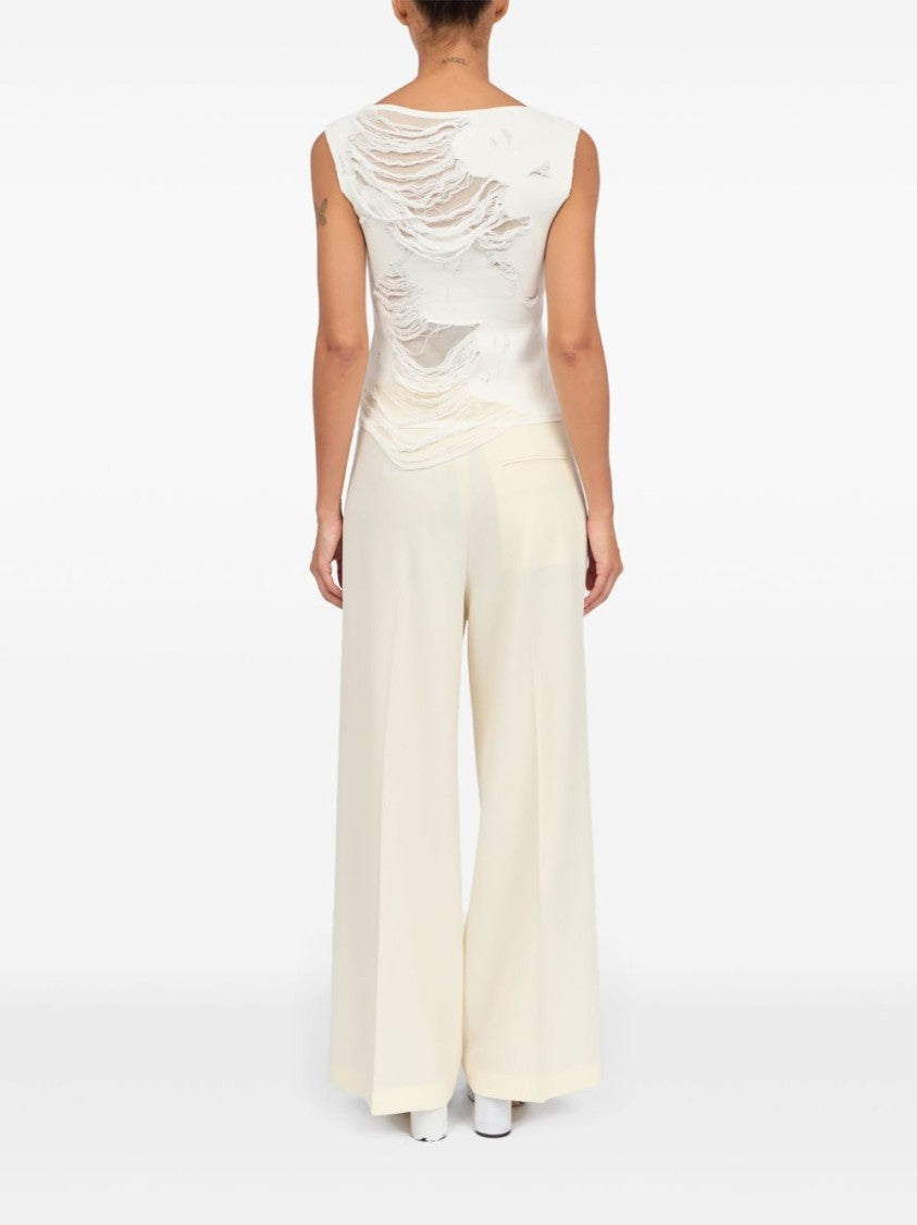 Mm6 By Maison Margiela Sleeveless White Top With Boat Neck