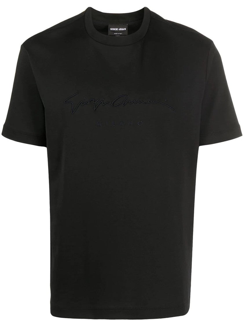 Giorgio Armani Black Short Sleeve T-Shirt With Crew Neckline