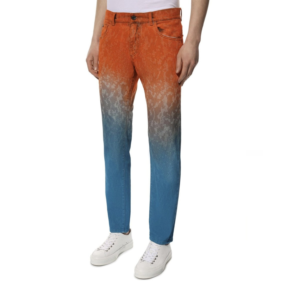 Dolce & Gabbana Gradient Cotton Denim Jeans With Textured Finish